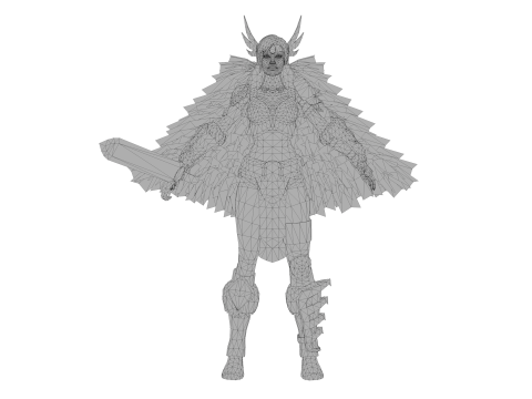 Fantasy Female Warrior 3D Character With Sword Game Ready Model 3D Model