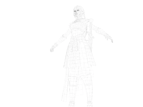 Spada pronta per il gioco del personaggio ninja femminile stilizzato 3D inclusa Modello 3D