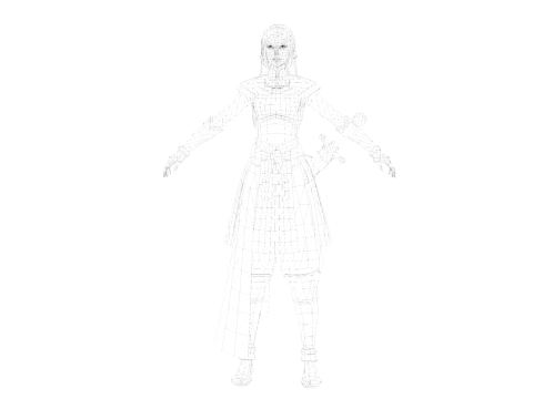 Stylized Female Ninja 3D Character Game Ready Sword Included 3D Модель