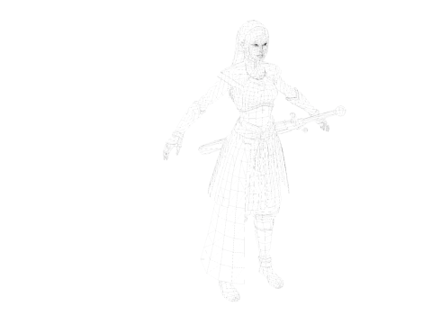 Stylized Female Ninja 3D Character Game Ready Sword Included 3D Модель