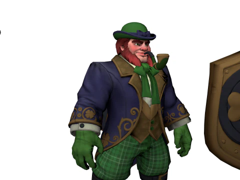 Leprechaun Warrior Hammer Shield Fantasy Character 3D Model