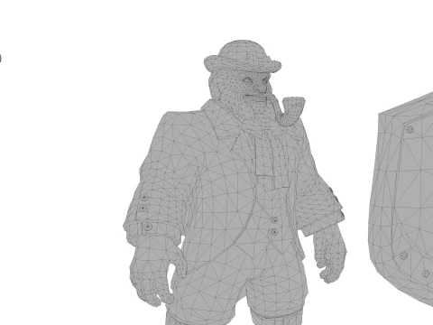 Leprechaun Warrior Hammer Shield Fantasy Character 3D Model