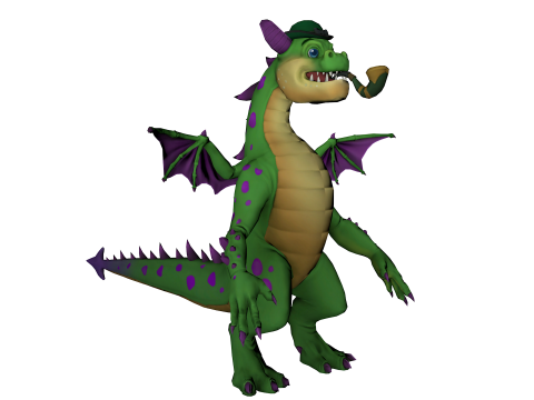 Cartoon Dragon Pipe Smoking Fantasy Character Model 3D