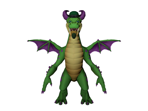 Cartoon Dragon Pipe Smoking Fantasy Character 3D 모델