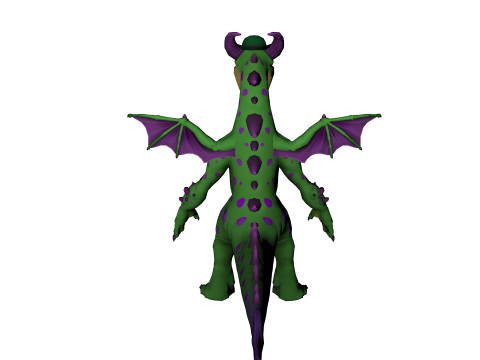 Cartoon Dragon Pipe Smoking Fantasy Character 3D 모델