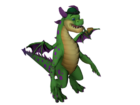 Cartoon Dragon Pipe Smoking Fantasy Character 3D 모델