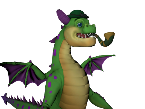 Cartoon Dragon Pipe Smoking Fantasy Character 3D 모델