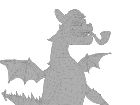 Cartoon Dragon Pipe Smoking Fantasy Character 3D Model
