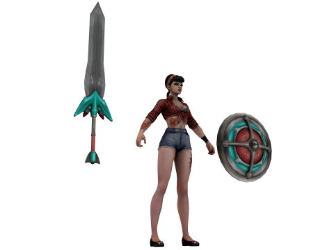 Post-Apocalyptic Barbarian 3D Character Weapon 3D Modell