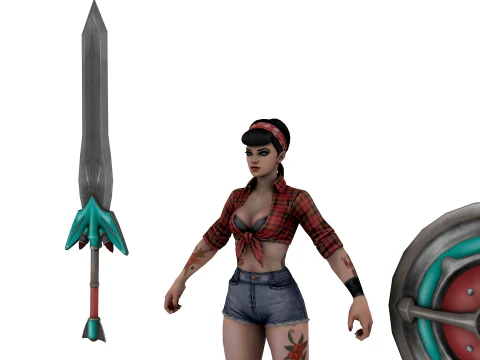 Arma personaggio barbaro post-apocalittico 3D Modello 3D