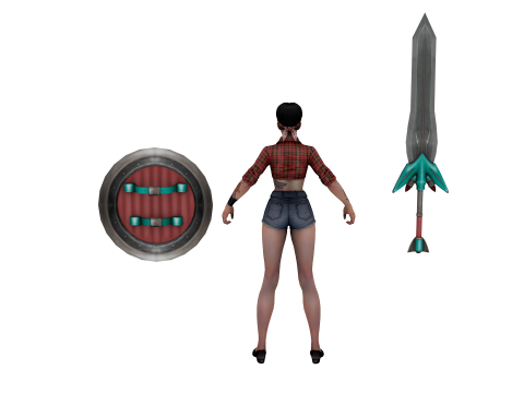 Post-Apocalyptic Barbarian 3D Character Weapon 3D Modell