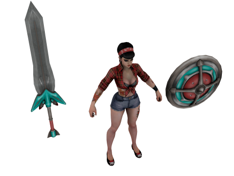 Post-Apocalyptic Barbarian 3D Character Weapon 3D Modell