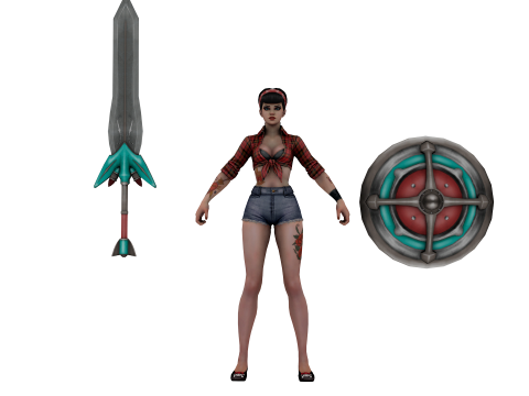 Post-Apocalyptic Barbarian 3D Character Weapon 3D Modell