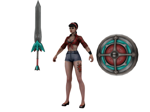 Post-Apocalyptic Barbarian 3D Character Weapon 3D Modell