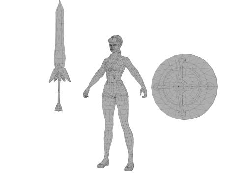 Post-Apocalyptic Barbarian 3D Character Weapon 3D Modell