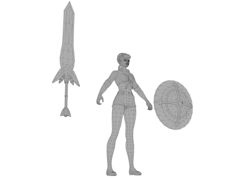 Post-Apocalyptic Barbarian 3D Character Weapon 3D Modell