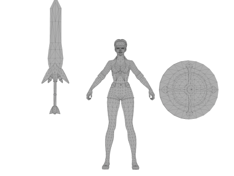 Post-Apocalyptic Barbarian 3D Character Weapon 3D Modell