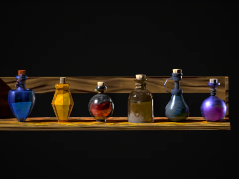 Alchemy Potion 3D Set 3D Model