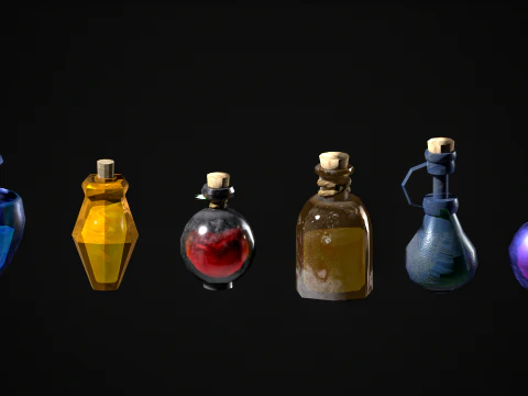 Alchemy Potion 3D Set 3D Model