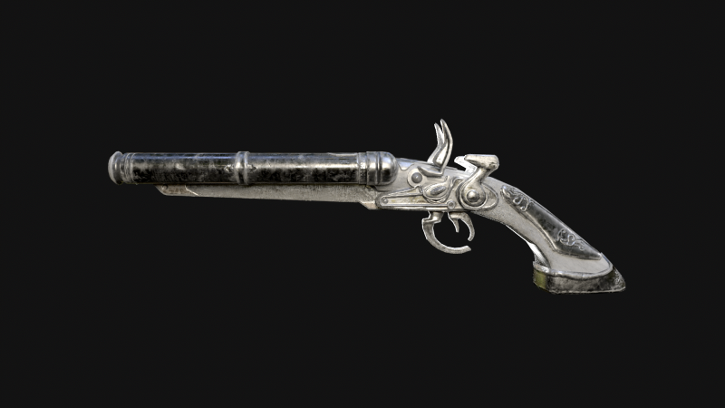 Flintlock Pistol-Shotgun Hybrid Game Ready 3D Weapon 3Dモデル .c4d .max .obj .3ds .fbx .stl .blend