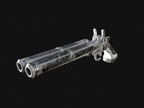 Flintlock Pistol-Shotgun Hybrid Game Ready 3D Weapon 3Dモデル
