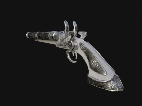 Flintlock Pistol-Shotgun Hybrid Game Ready 3D Weapon 3Dモデル