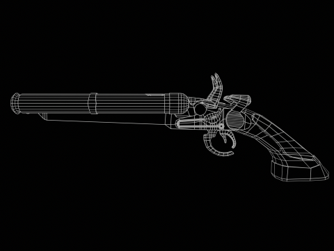 Flintlock Pistol-Shotgun Hybrid Game Ready 3D Weapon 3Dモデル