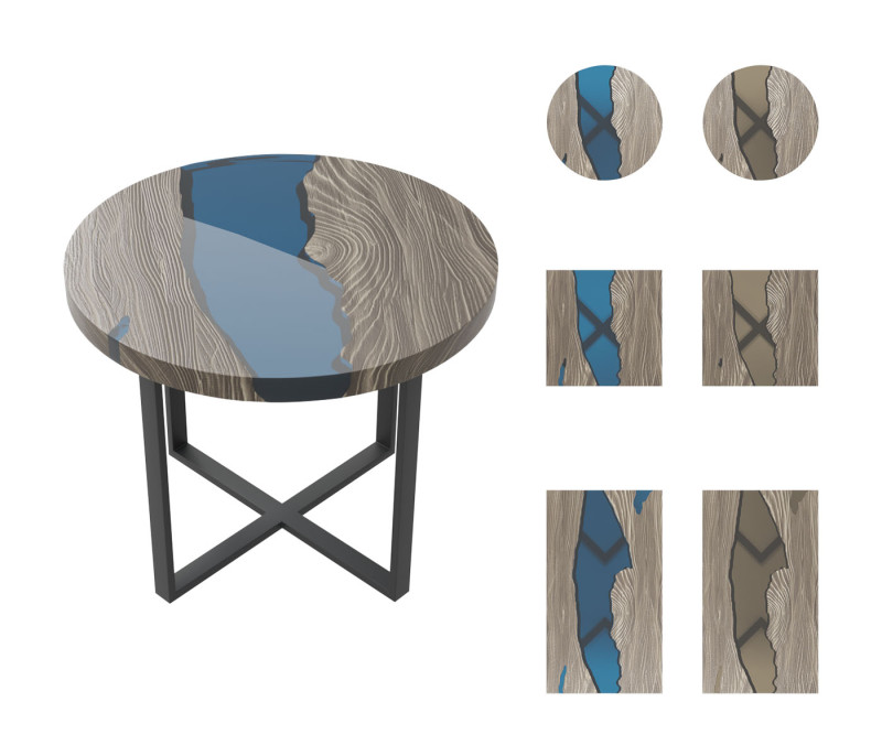Wooden Tables with Epoxy Resin set 3D 모델 .c4d .max .obj .3ds .fbx .stl .blend 