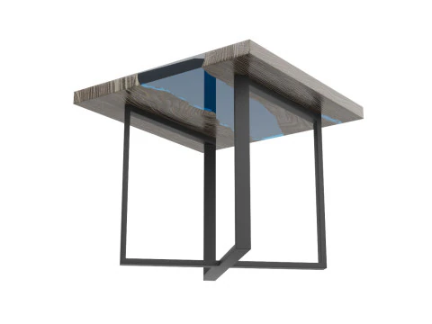 Wooden Tables with Epoxy Resin set 3D Model