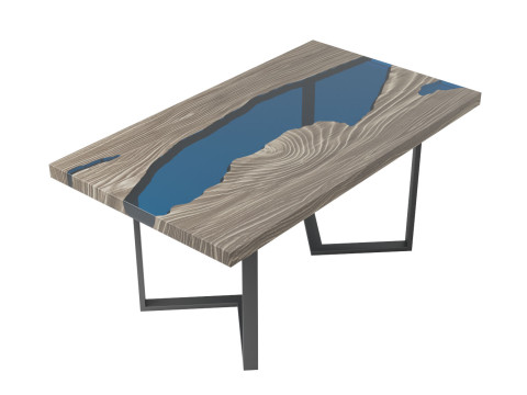 Wooden Tables with Epoxy Resin set 3D 모델