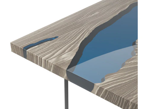 Wooden Tables with Epoxy Resin set 3D Model