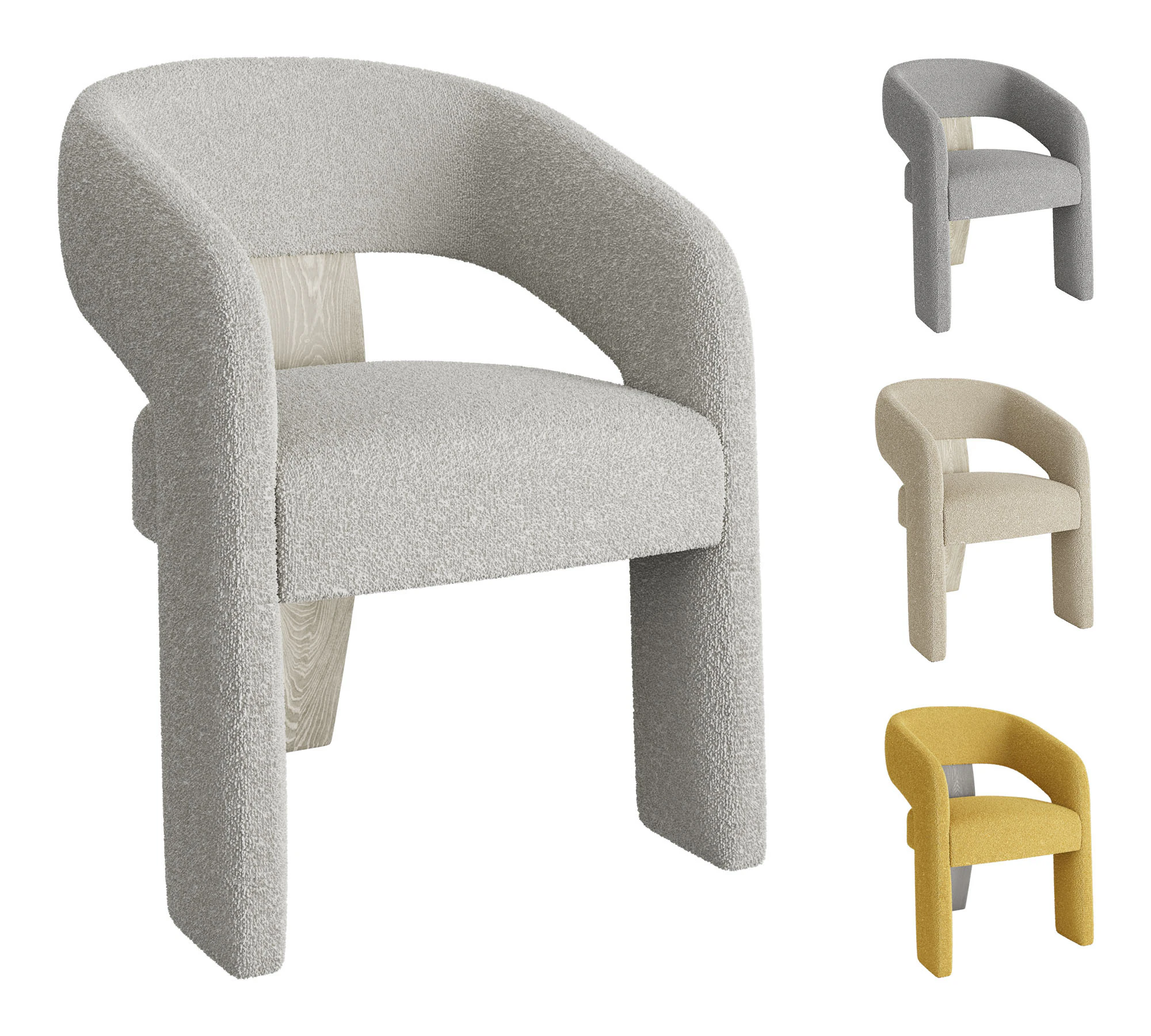 Soft Arm Chair set 3D Model .c4d .max .obj .3ds .fbx .stl .blend 