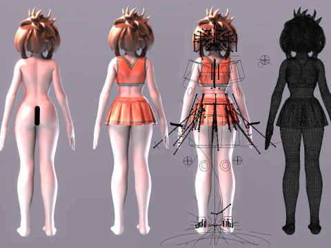 Uraraka anime Style Gamer Room Low-poly 3D Model
