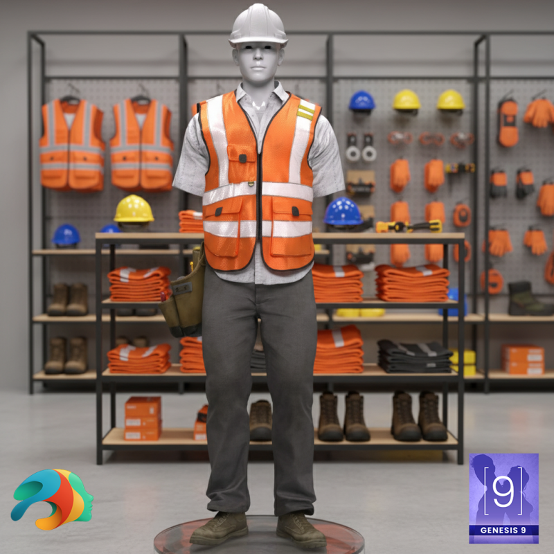 Site Manager Outfit for Genesis 9 Male 3D Model .c4d .max .obj .3ds .fbx .stl .blend 