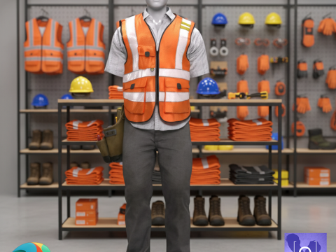 Site Manager Outfit for Genesis 9 Male Modèle 3D