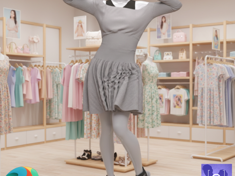 창세기 9의 니트 드레스 의상 3D 모델