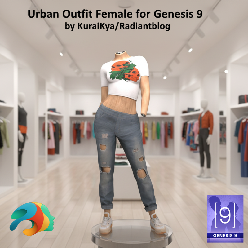 Urban Female Outfit for Genesis 9 3Dモデル .c4d .max .obj .3ds .fbx .stl .blend