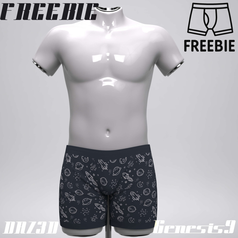 Space Boxer Shorts for Genesis 9 Freebie 3Dモデル .c4d .max .obj .3ds .fbx .stl .blend 