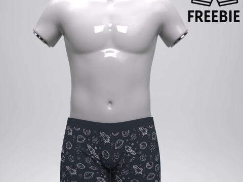 Space Boxer Shorts for Genesis 9 Freebie 3D Model