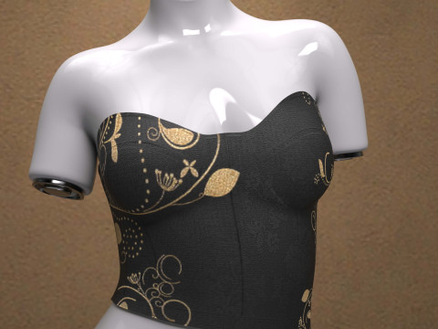 Black Corset for Genesis 9 3D मॉडल