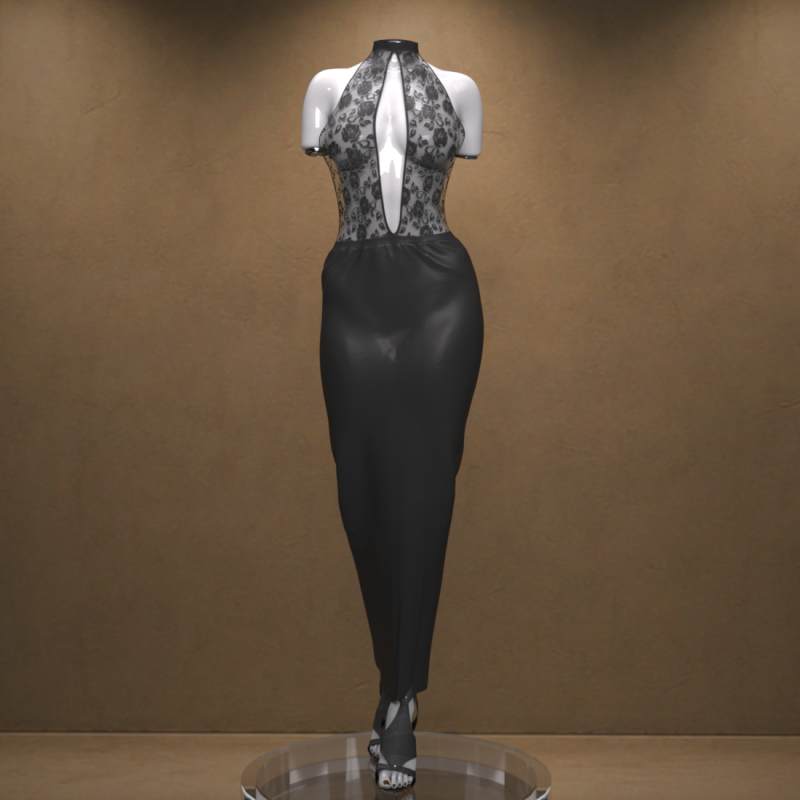 Back-Open Dress with Heels for Genesis 9 3D Модель .c4d .max .obj .3ds .fbx .stl .blend 