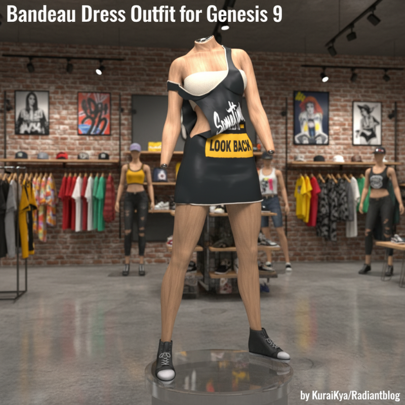 Bandeau Dress Outfit for Genesis 9 3D Modell .c4d .max .obj .3ds .fbx .stl .blend 
