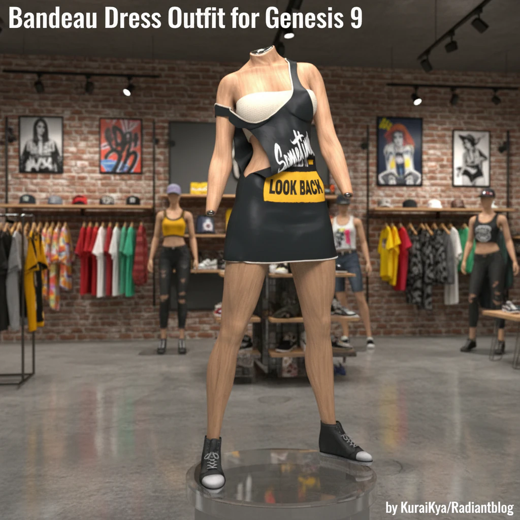 Bandeau Dress Outfit for Genesis 9 3D Model .c4d .max .obj .3ds .fbx .stl .blend 