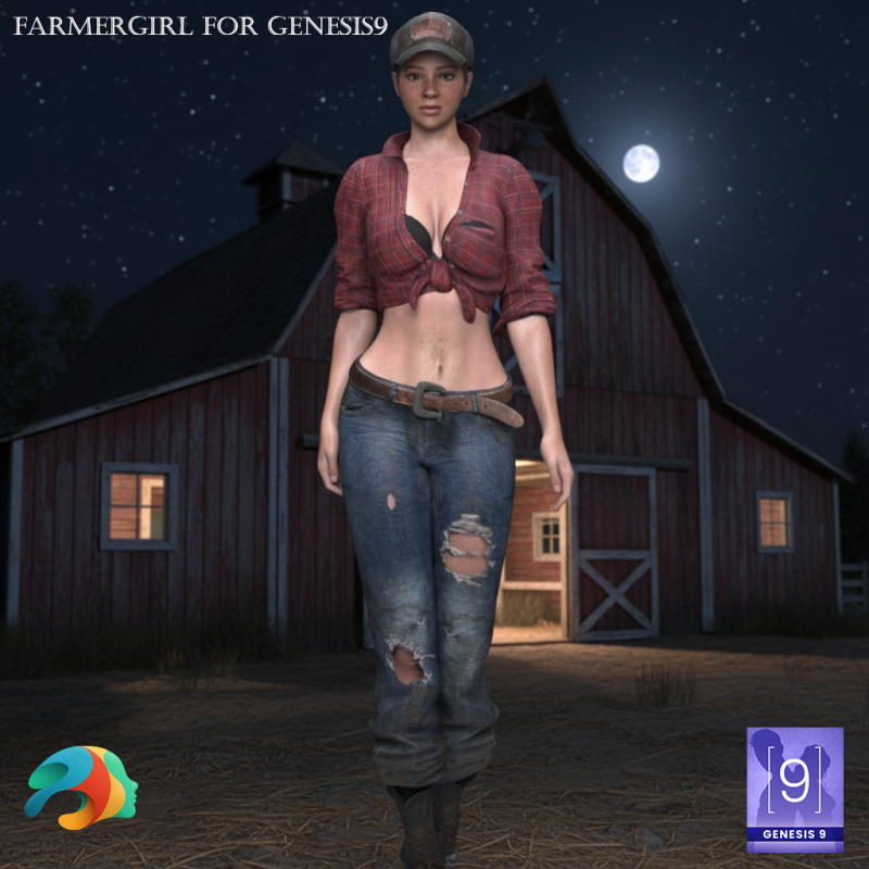 Farmergirl for Genesis 9 3D Model .c4d .max .obj .3ds .fbx .stl .blend 