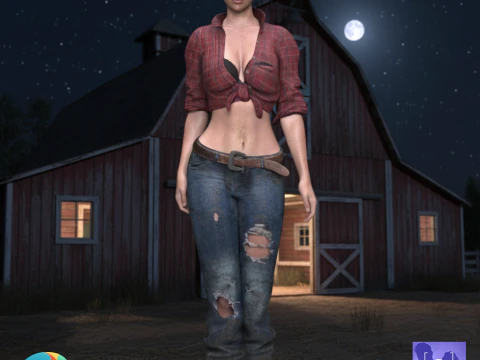 창세기 9장의 농부소녀 3D 모델