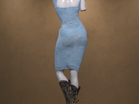Jeans Dress Outfit for Genesis 9 3D Model