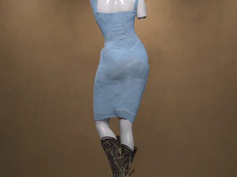 Jeans Dress Outfit for Genesis 9 3D Model