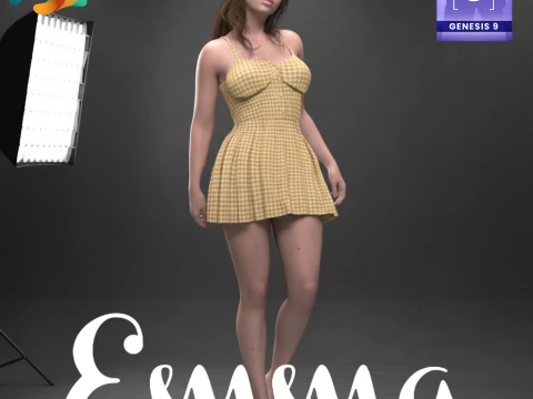 Maak kennis met Emma voor Genesis 9 - Origineel personage 3D Model
