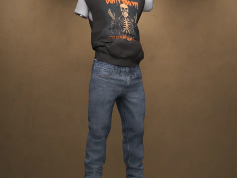 Hooded Shirt Outfit for Genesis 9 3D Model