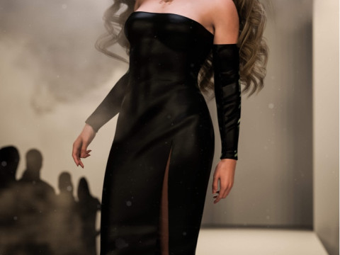 Vevette Evening Gown - Marvelous Designer Project OBJ 3D Модель
